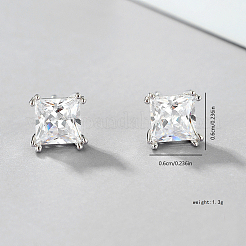 Элегантные серебряные серьги-гвоздики с квадратным цирконием для женского праздника VR4295