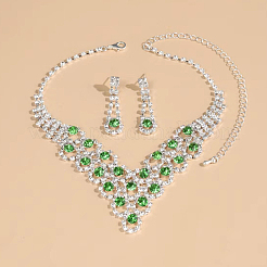Set di collane con ciondolo in strass e ottone a forma di fiore e orecchini a bottone&nbsp;FS-WG97465-02