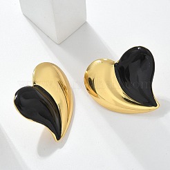 Серьги-гвоздики в форме сердца из нержавеющей стали 304&nbsp;EJEW-A130-01G-01