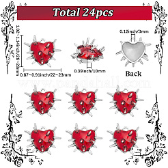 チベット風アロイペンダント24個  ハートチャーム  エナメル  レッド  22x29x10mm  穴：3mm&nbsp;FIND-SC0025-49A