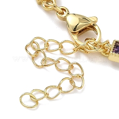 Pulseras de cadena de eslabones con circonita cúbica pavé de latón rectangular para mujer&nbsp;BJEW-P385-05G-04