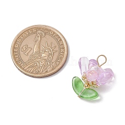 Подвески из латунного стекла с цветами&nbsp;PALLOY-MZ00630-01