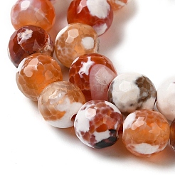 Brins de perles d'agate craquelées au feu naturel teintées et chauffées&nbsp;G-P539-B01-12