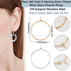 100 шт. 2 цвета 316 хирургическая нержавеющая сталь бокалы кольца подвески STAS-BBC0005-95A
