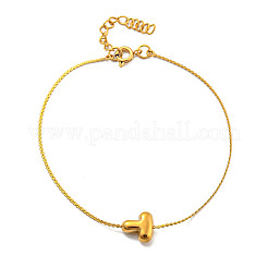 304ステンレススチールサーペンタインチェーンブレスレット  女性用チャンクレターリンクブレスレット  18KGP本金メッキ  文字t  6.50インチ（16.5cm）  文字：1mm&nbsp;BJEW-H608-01G-T