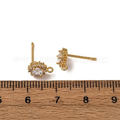 Фурнитура для серег-гвоздиков из латуни с паве из прозрачного кубического циркония KK-Z121-07G