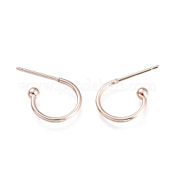 304ステンレススチールピアスフック  ローズゴールド  12.5x18.5x2.5mm  ピン：0.8mm&nbsp;STAS-K211-01RG