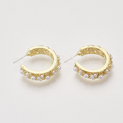 合金スタッドピアス  アブソリュートプラスチック模造パール  ライトゴールド  27~28.5x24mm  ピン：0.6mm&nbsp;PALLOY-S121-256