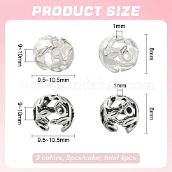 4 шт. 2 цвета 925 колпачка для бусин из стерлингового серебра&nbsp;STER-BC0002-34