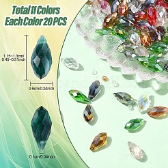 220 шт. 11 цвета гальваническое стекло граненые каплевидные бусины пряди&nbsp;EGLA-YW0001-76