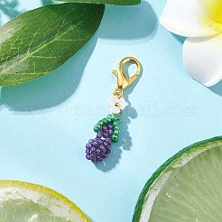 3d подвеска из стеклянных бусин в форме баклажана&nbsp;HJEW-MZ00370-03