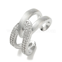 Messing Micro Pave Zirkonia Manschette offene Ringe&nbsp;RJEW-C163-15P