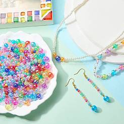 1000 個の UV メッキ透明アクリルビーズ  虹色の  ラウンド  ミックスカラー  6x5.5mm  穴：1.8mm  1000個/セット&nbsp;OACR-SZ0001-55