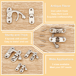 3 стиль железный защелка крюк засов рог замок с винтами FIND-OC0003-42P