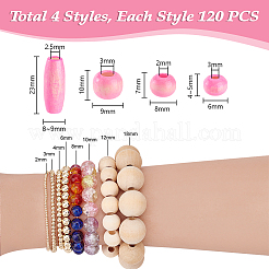 480 шт. 4 стиля крашеных бусин из натурального дерева&nbsp;WOOD-PH0003-66A