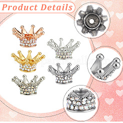 5 pz 5 colori lega perline a forma di corona di strass&nbsp;FIND-SC0023-77
