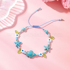 2 шт. Браслет из синтетического бирюзового и стеклянного бисера&nbsp;BJEW-MZ00305