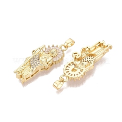 Pendentifs religieux en laiton sertis de micro-pavés de zircone cubique transparente&nbsp;KK-N287-46G-G-01