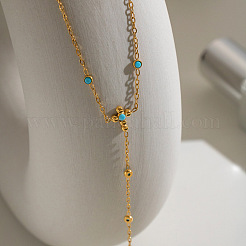 Bracelet bague en acier inoxydable 304 avec motif floral et turquoise naturelle pour femme&nbsp;EH8478