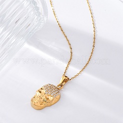 Ожерелья с подвеской в виде черепа из нержавеющей стали 304 с кристаллами и стразами NJEW-Z057-03A-G