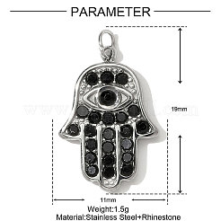 Подвески-хамса из нержавеющей стали со стразами STAS-OY001-02P-1