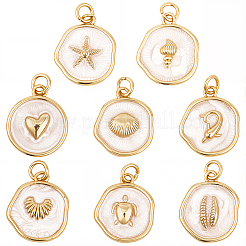 16 шт. 8 подвески из латуни с эмалью на морскую тематику&nbsp;KK-SC0007-30