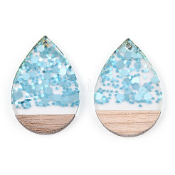 Подвески из прозрачной смолы и белого дерева RESI-N039-56