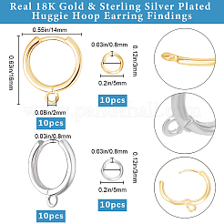 20 шт. 2 цвета латунные серьги-кольца Huggie KK-BBC0021-38
