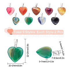 18 pendentif en agate naturelle à bandes/rayures&nbsp;G-SC0002-06