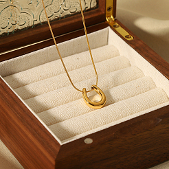 Стильные ожерелья из круглой змеиной цепи с подвеской в форме подковы из нержавеющей стали 304 для женщин&nbsp;LS-LH2412