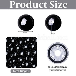 100 Uds. Cuentas redondas de turmalina negra natural con fuerte hilo elástico de cuentas&nbsp;G-SZ0002-30