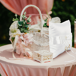 Атласная подушка для колец&nbsp;RDIS-WH0019-07