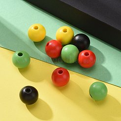 160 pièces 4 couleurs ghana jamaïque reggae perles rondes en bois naturel peint&nbsp;WOOD-LS0001-01R