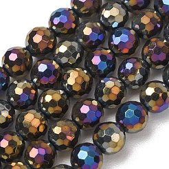 電気メッキ天然石瑪瑙ビーズ連売り  ラウンド  多面カット  虹メッキ  6~6.5mm  穴：0.8~1mm  約63~65個/連  15''~15.24''（38.1~38.7センチメートル）&nbsp;G-B191-A07-6mm-04