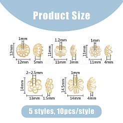 50 шт. 5 стиля колпачков для бусин из нержавеющей стали 304 и 201&nbsp;STAS-DC0014-95