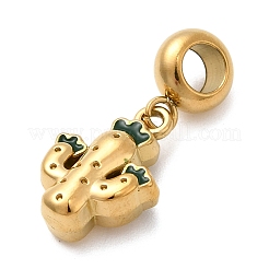 Европейские подвески-шармы из нержавеющей стали 304 с зеленой эмалью STAS-D153-15G