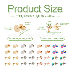 80 шт. 8 шт. фурнитура для сережек-гвоздиков из нержавеющей стали 304&nbsp;STAS-PJ0001-40