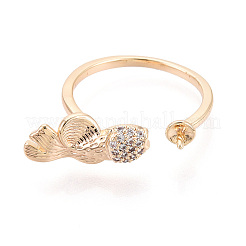 Кольца-манжеты из рыбьей латуни с микропаве из прозрачного кубического циркония KK-T076-52G