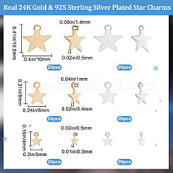 120шт 6 стиля латунные подвески&nbsp;KK-BBC0007-83