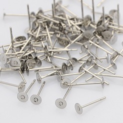 変色しにくい304ステンレススチールスタッドピアス金具  ステンレス鋼色  12x5mm  ピン：0.7mm&nbsp;STAS-N019-17-4.5mm