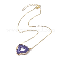 Гальванические ожерелья с подвеской из натурального агата и жеода для женщин&nbsp;NJEW-JN04730