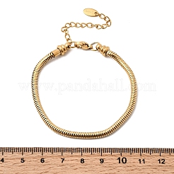 304ステンレススチール製スネークチェーンブレスレット（女性用）  イオンプレーティング（ip）  長持ちメッキ  18KGP本金メッキ  6.69インチ（17cm）  幅3mm&nbsp;BJEW-A158-02E-G