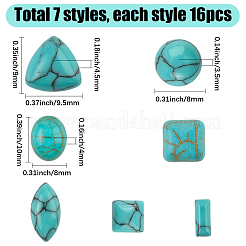 112 шт. 7 стиля окрашенных синтетических бирюзовых кабошонов&nbsp;TURQ-SP0001-02