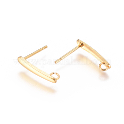 304ステンレススチール製イヤリング部品  カン付き  ゴールドカラー  15x3mm  穴：1.8mm  ピン：0.7mm&nbsp;X-STAS-F227-20A-G