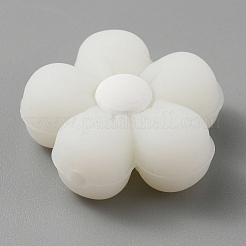Цветочные светящиеся силиконовые бусины&nbsp;LS-SIL-WH0008-37O