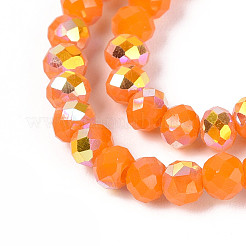 Нити из непрозрачных стеклянных бусин-ронделей с цветным покрытием ab&nbsp;EGLA-T029-4mm-09F