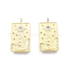 Латунные микропаве прозрачные подвески с фианитом&nbsp;KK-G432-14G