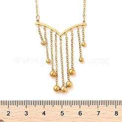 304 нержавеющая сталь шариковые кисточки кабельные цепочки ожерелья для женщин NJEW-R017-02G