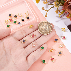 24 шт. 6-х цветные латунные подвески-ромбы с кубическим цирконием&nbsp;KK-GA0002-13