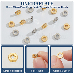 16 Stück 2 Farben Messing Micro Pave klare Zirkonia European Beads&nbsp;OPDL-UN0001-08